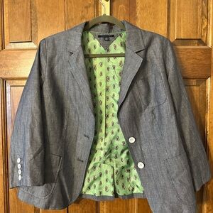 Tommy Hilfiger Gray Blazer Vintage Hound Dog Lining Women’s Size 12 Denim look
